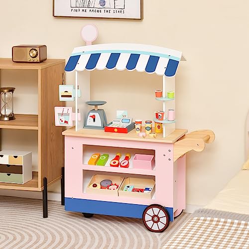 Costzon 04469 Wooden Grocery Store Playset, Kids Pretend Role Play Market Stand thumb #7