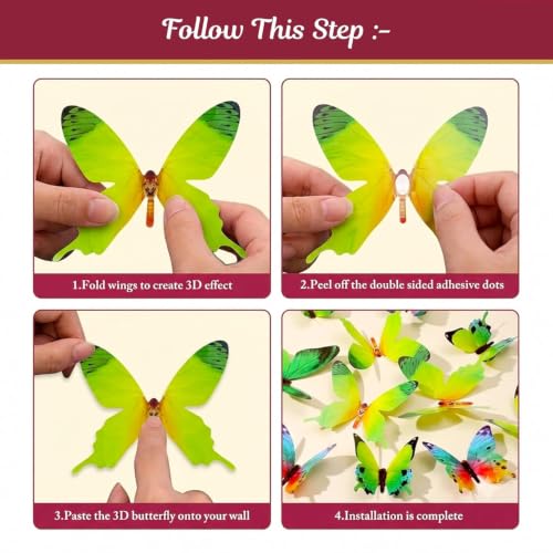 Image of SpecialYou Butterfly Wall Stickers for Home Decoration, Home Decor, Wall Decor Items for Living Room, Room Decoration Items, Stickers Sets - 12pcs (12, Green)
