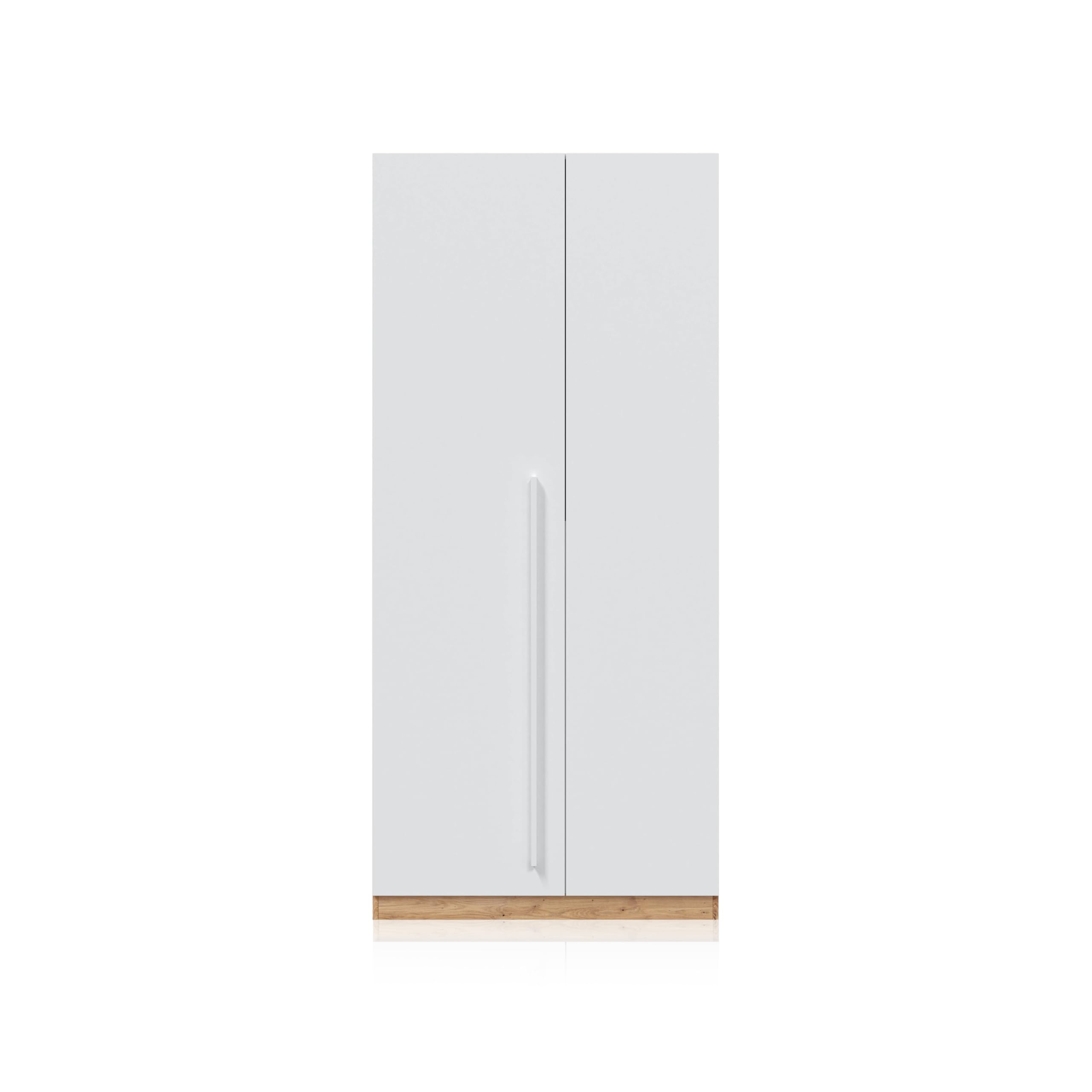 duehome | Armario Juvenil, Infantil, Armario Individual, Modelo Dess, Acabado en Color Blanco Artik y Roble Nodi, Medidas: 90 cm (Ancho) x 200 cm (Alto) x 52 cm (Fondo)