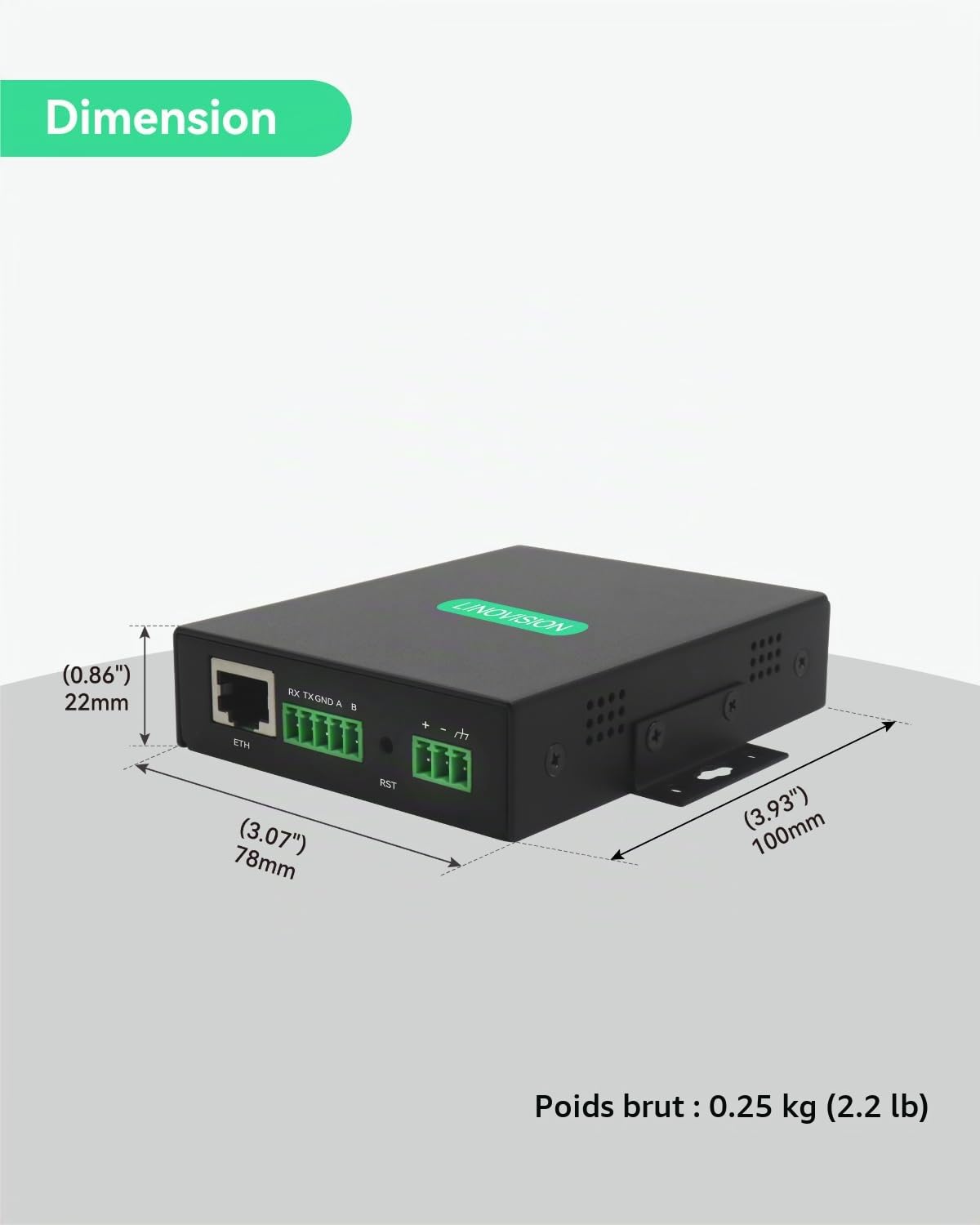 LINOVISION Routeur Cellulaire Industriel 4G LTE avec SIM Virtuelle, Routeur SIM Virtuelle supporte RS232/RS485, Protocole MQTT, Couverture Mondiale, avec 365 Jours de Plan de Données