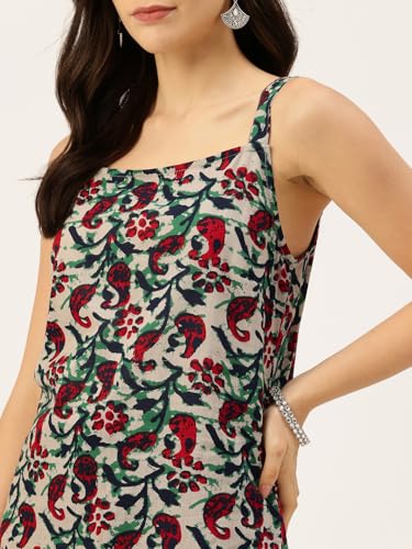 Image of feranoid Women's Printed Sleeveless Short Kurti with Stylish Neck, Backless Design & Side Slits (XS-XL)