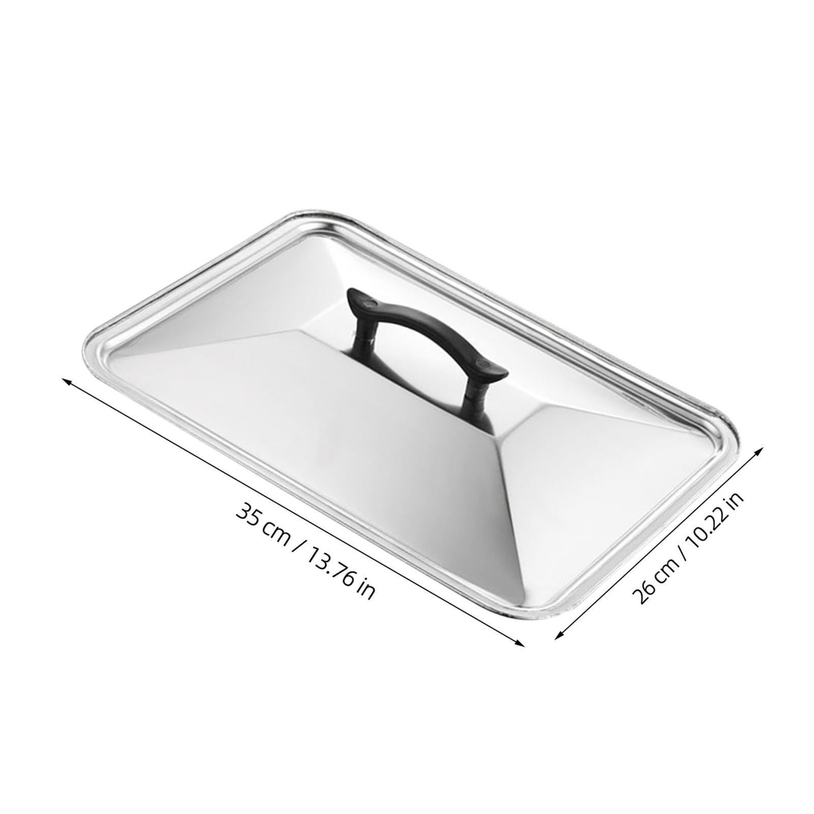 Coperchio in Acciaio Inossidabile Rettangolare con Manico Ergonomico Protezione Anti-schizzi per Pentole e Wok Copertura per Cucina e Ristorazione Mantiene Cibo Caldo e Sicuro