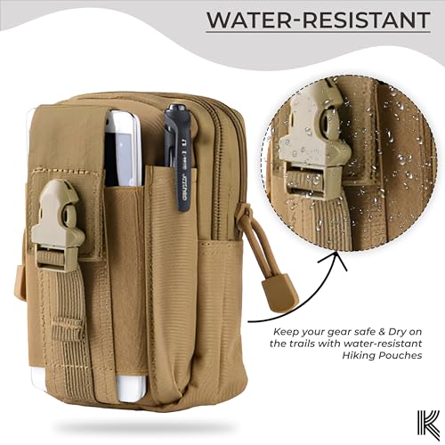 Image of Kraptick Multi-Purpose Water Resistant Waist Bag with Dual Compartment, Waist Bag Mobile Phone Holder, Waist Pack for Men, Women Camping Hiking Pouch (Beige)
