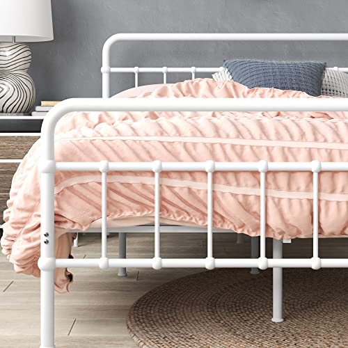 Image of Zinus Florence Metal Platform Bed Frame, Mattress Foundation, No Box Spring Needed, Easy Assembly, White, Queen