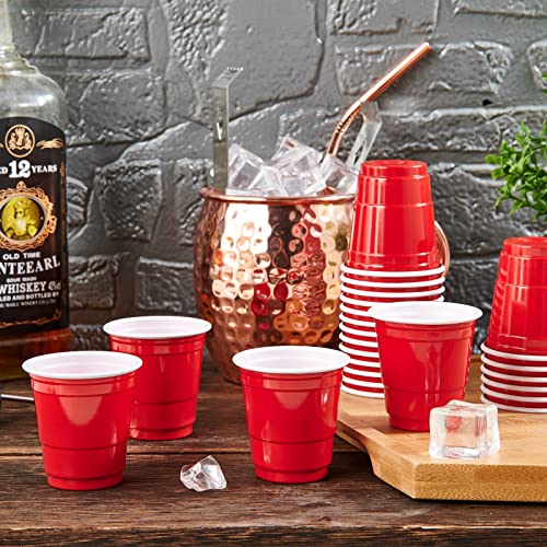 Lilymicky 300 Pack 2 Oz Plastic Shot Glasses, Red Disposable Plastic Cups, Mini Red Shot Cups, 2 Oz Party Cups For Jello Shots And Tasting #TOP2