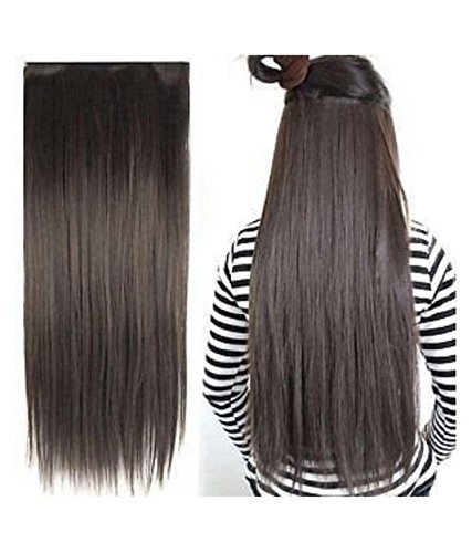 Fitness Fit 5 Clip Based Synthetic straight Hair Extension (24 Inches)-image-16