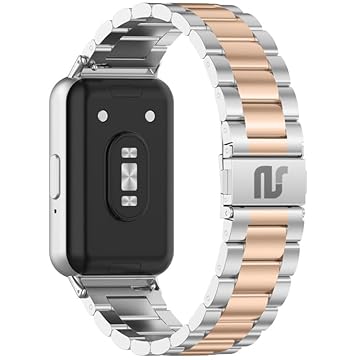 Pulseiras NSmart magnética em aço inoxidável compativel com Galaxy Fit3 (Prata Rose Gold 3 elos, Fit3)
