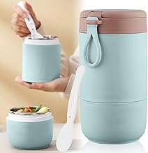 Lunch Box, Yogurt Container With Lid, Leak Proof Stainless Steel Cups With Lids And Reusable Plastic Spoon,Overnight Oats Containers With Lid, Dishwasher Freezer Safe. (730 Ml, Blue)
