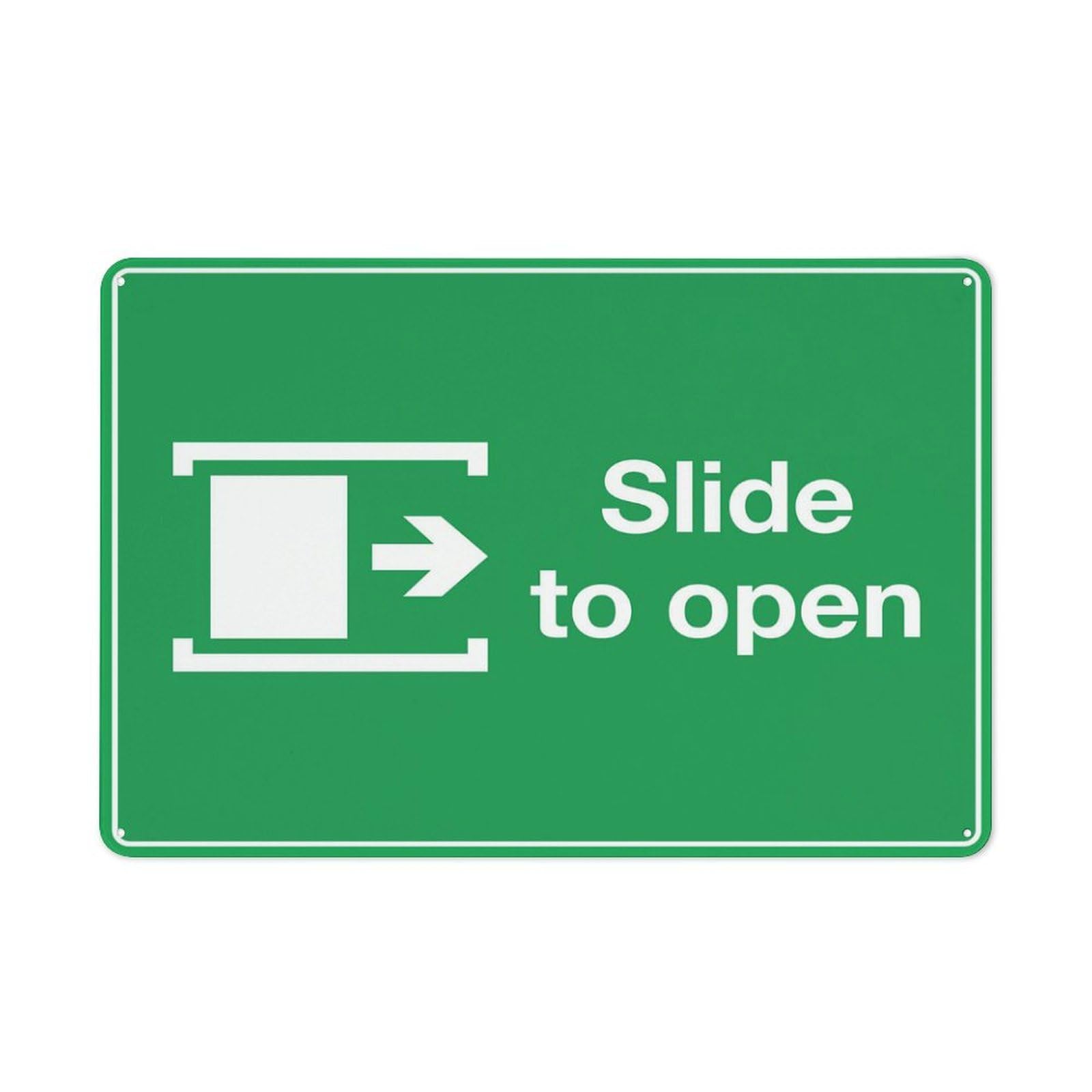 Slide To Open (Right Arrow) Sign For House Door Office Business Yard,Metal Aluminum Rust Free Sign - 12"" X 8"", Pre-Drilled Holes, Weather Resistant