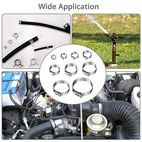 Proster Single Ear Stepless Hose Crimper Tool Kit, 1Pcs Single Ear Hose Clamp Crimper With 150Pcs 6-31.6Mm 304 Stainless Steel Cinch Clamp Rings #TOP3