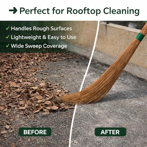 Image of 1 pic Heavy Duty Coconut Broom Coconut Fiber Jhadu for Floor Cleaning Strong Durable 95 cm Long Natural Bamboo Handle Eco Friendly 400 Gram Cleaning Jhadu for Wet Floor Outdoor Garden Home Use