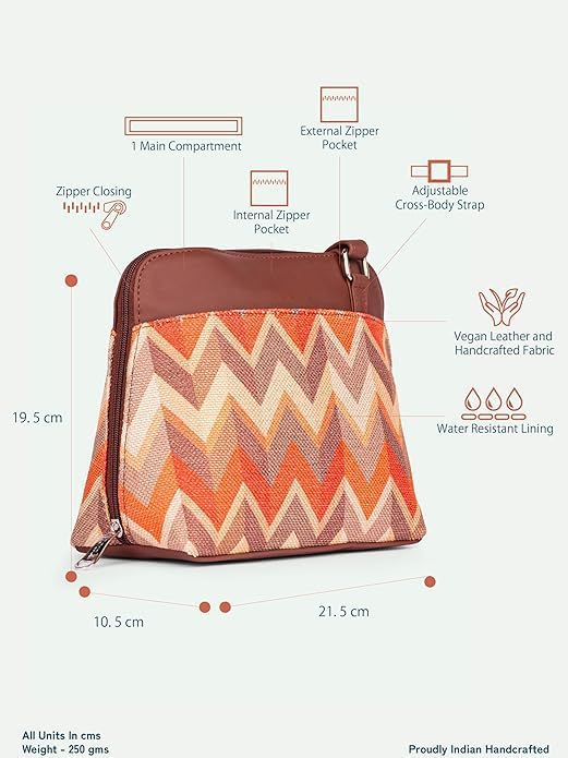 Printed Vegan Leather Sling Bag for Women – Stylish Crossbody Handbag with Adjustable Strap, Lightweight Purse for Travel & Everyday Use