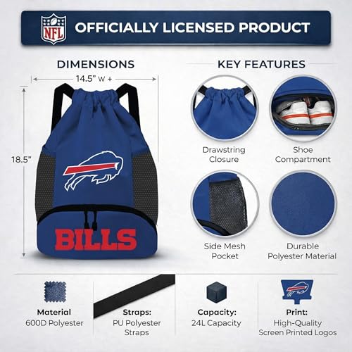 Image of NFL Buffalo Bills Cinch Bag - Standard Logo Drawstring Backpack