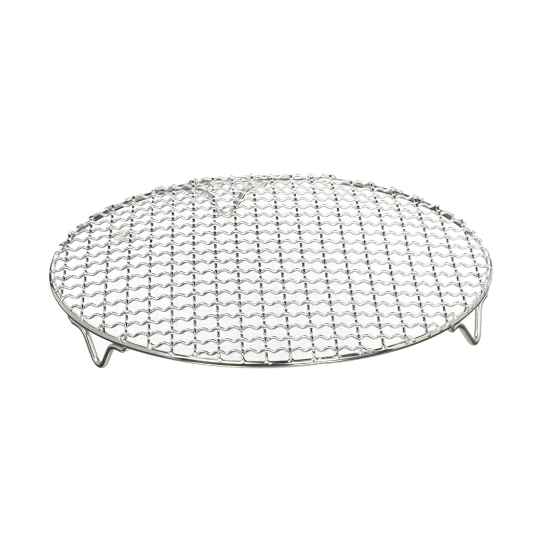 Nukinp Multi-Purpose Round Stainless Steel Cross Wire Steaming Cooling Barbecue Rack/Carbon Baking Net/Grill/Pan Grate with Legs(10Inch Dia)