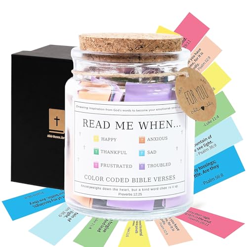 deegbbyi Tarro Versículo Bíblico, 90 Tarjetas con Versículos Bíblicos, Versículos Bíblicos del Tarro de La Esperanza, Frasco de Oración de Vidrio, para Emociones y Sentimientos（Versión en Inglés）