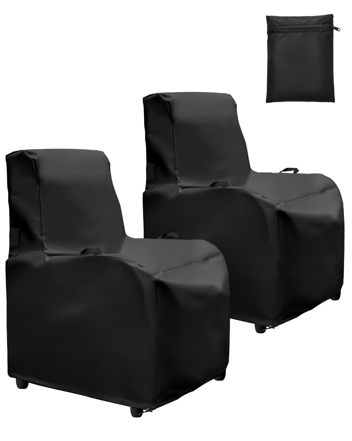 2er Gartenstuhl Abdeckung 420D Oxford Wasserdicht, UV-Beständig & Reißfest Stuhlüberzug Gartenmöbel Schutzhülle für Relaxsessel Sessel (Schwarz, 76x80x110 cm)