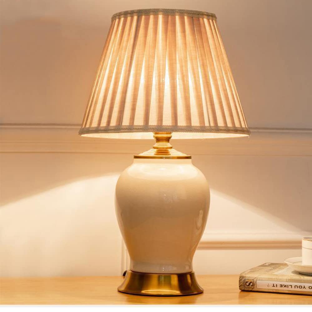 E27 Keramik Tischlampe Lampe Hotel Dekoration Tischlampe Nachtlicht Schlafzimmer Nachttisch Studie Leselampe (Glühbirne nicht enthalten) (Weiß)