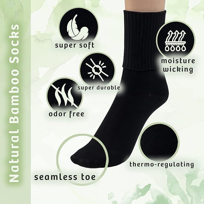 Image of Silky Toes Womens Soft Rayon from Bamboo Socks | 3-6 Pairs Breathable Seamless Toe Crew Socks | Casual Dress Womans Socks