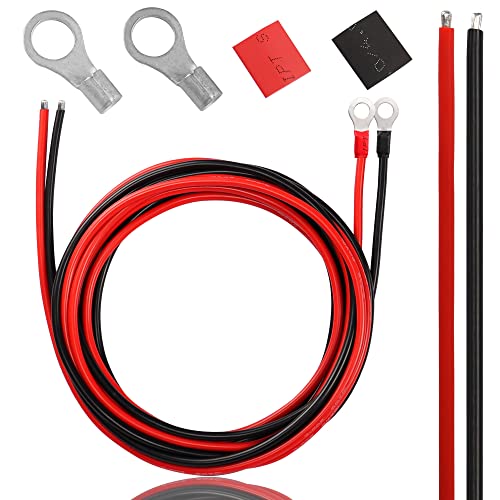 XMSJSIY Cables de batería solar Cables de inversor de corriente de calibre 10 con terminales de anillo de 3/8" Cable de extensión de bandeja de cobre estañado de alambre 10AWG(3M)