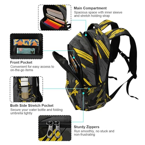 ALAZA Kids Backpack for Boys Girls,Yellow Black Camouflage School Backpack Preschool Elementary Kindergarten School Bag Bookbag Travel Laptop Bag Casual Daypack2
