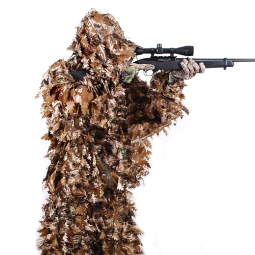 Arcturus Warrior Ghillie Suit - Woodland Camo Hunting Suit With Boonie Cap & Rifle Wrap