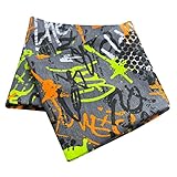 Wollhuhn ÖKO Jungen/Mädchen Cooles Elastisches Stirnband/Haarband Bequem Jersey Baumwolle Viele Motive Kinder (Graffiti Grau/Orange)