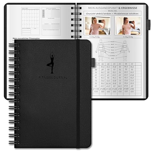 BIROYAL Gym Buch Deutsch Premium Trainingstagebuch mit 186 Workout für dein Krafttraining Trainingsbuch Krafttraining A5 Fitness Journal für Männer & Frauen - Trainingsplaner