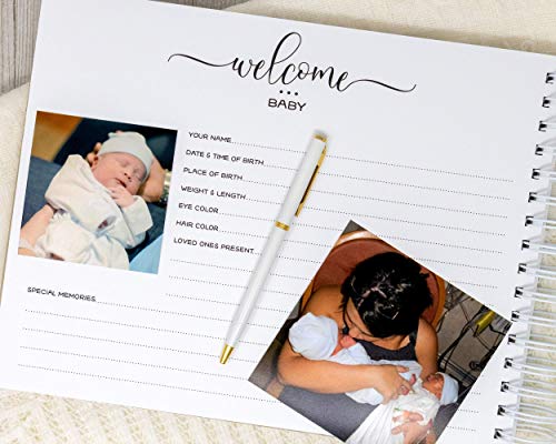 Elephant Twin Baby Memory Book - Personalized Hard Cover First Year Keepsake Album Personalized With Twin Babies’ Names - Boy & Girl Twin Baby Journal (Gray Elephants With Pink & Blue Hearts) #TOP4