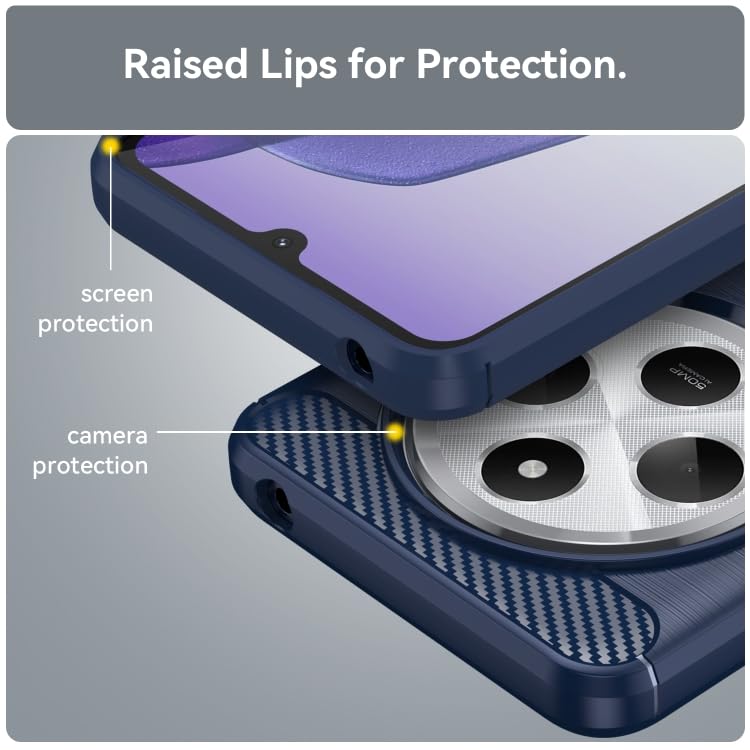 Image of NPRC Hybrid Ultra Slim Protective Case TPU Non-Slip Carbon Fiber Texture Shockproof Case Cover for Poco C75 - Blue