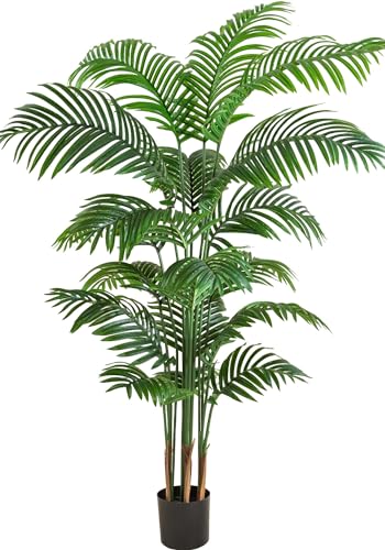 Natural Guest 140CM Artificial Areca Palm Tree - Realistic Handcrafted Faux Plant for Living Room Office & Home Decor - Fade-Resistant Maintenance-Free Interior Floor Plant - Perfect Decor