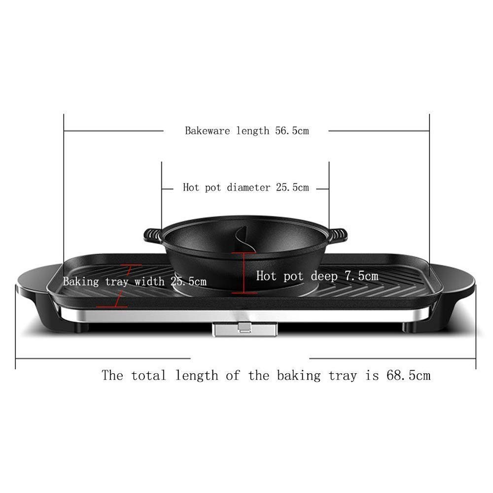 Barbecue Grill Multi-Function Electric Barbecue Stove, Non-Stick Hot Pot Barbecue One Pot Dual-use Smoke-Free Electric Pot