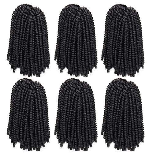 6 Packs Spring Twist Braiding Hair Spring Twists Bomb Twist Hair Synthetic Fiber Fluffy Twist Crochet Braids Low Temperature Twist Crochet Hair for Black Women Braiding Hair(8inch,1B)