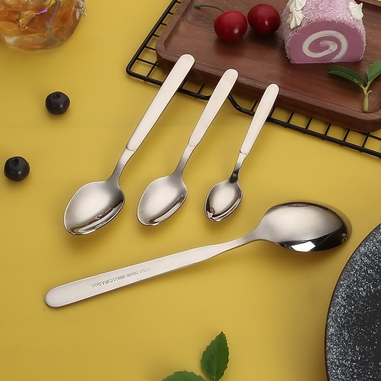 Silverware Flatware Set, 4/16/24/32/40/48 Pieces 316 Stainless Steel Spoons Household Long Handle Eating Soup Spoon Dessert Spoon Tableware Spoon Sharp Spoon(16 Pieces for 4)