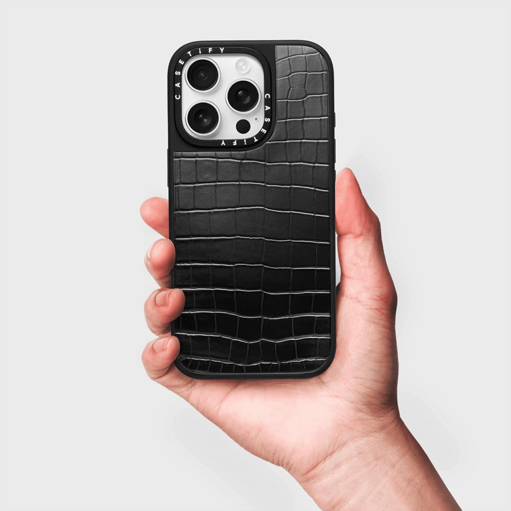 CASETiFY Croc iPhone 16 Pro Max Case [Embossed Texture / 4.9ft Drop Protection/Compatible with Magsafe] - Black