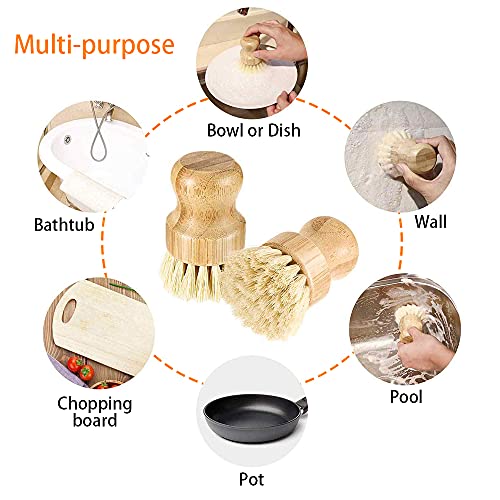 Kitchen Cleaning Brush Kit, Eco Friendly Brush Set, Wood Bottle Brush Pot Pan Brush Bamboo Dish Washing Brush Vegetable Brush #TOP4