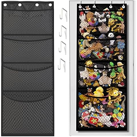 Storage for Stuffed Animals,Over Door Organizer for Stuffies, Baby Accessories, and Toy Plush Storage, Easy Installation with Breathable Grid Hanging Kids Toy Storage Organizer Cover