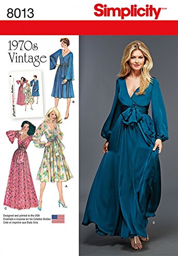 Amazon.com: Simplicity Ladies Sewing Pattern 8013 1970s Vintage Style Faux  Wrap Dresses : Arts, Crafts & Sewing