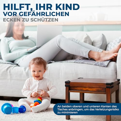 Hoffenbach 12x Eckenschutz Kantenschutz Baby – Selbstklebender Tischkantenschutz – Stoßschutz für Babys & Kinder – Weicher Schaumstoff Eckschutz für Tisch, Möbel & Ecken – Corner Protector – Schwarz 2