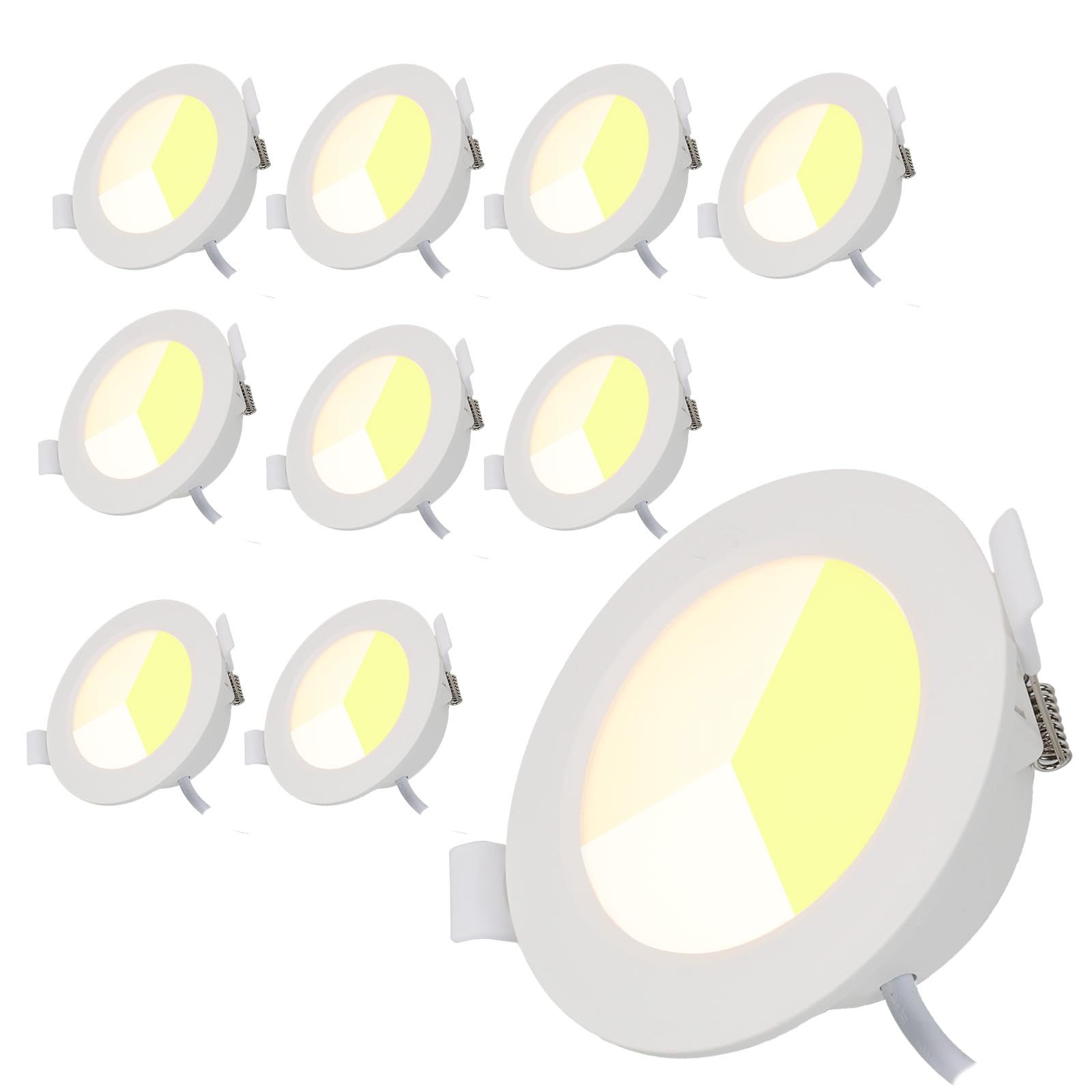 Alpinaluz Pack 10 Downlight LED Empotrables de Techo 5W Ø92mm Blanco – Focos LED Circulares CCT Seleccionable 3000K/4000K/6000K, Corte Ø75–80mm, IP44 para Baños, Cocinas, Pasillos o Salón