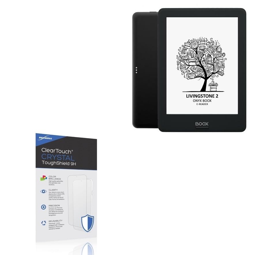 BoxWave Screen Protector Compatible With ONYX BOOX Livingstone 2 - ClearTouch Crystal ToughShield 9H (2-Pack), Clear 9H Tough Flexible Film Screen Protector