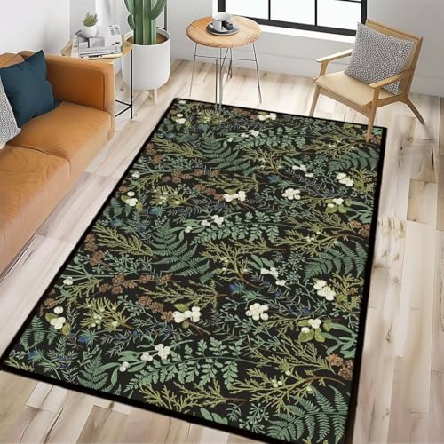 Tapete decorativo rectangular 3x5 ft, microfibra negra verde miniatura 1