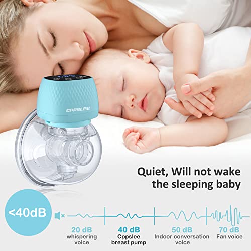Cppslee Wearable Breast Pump, Hands Free Breast Pump, Electric Breast Pump With 3 Mode & 9 Levels, Lcd Display, 25Mm Flange, 2 Pack, Blue #TOP1