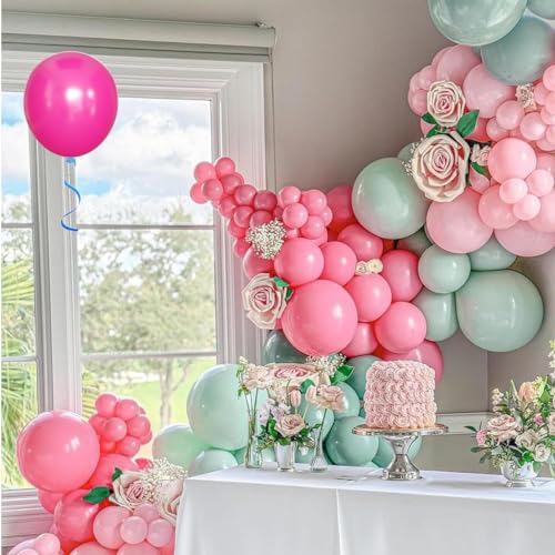 Image of MEBAY Balloons Arch Kit, 146Pcs Matte Rose Red Tender Pink Macaron Green Yellow Latex Balloon Different Sizes 18 12 10 5 Inch for Birthday Baby Bridal Shower Wedding Party Backdrop Decorations