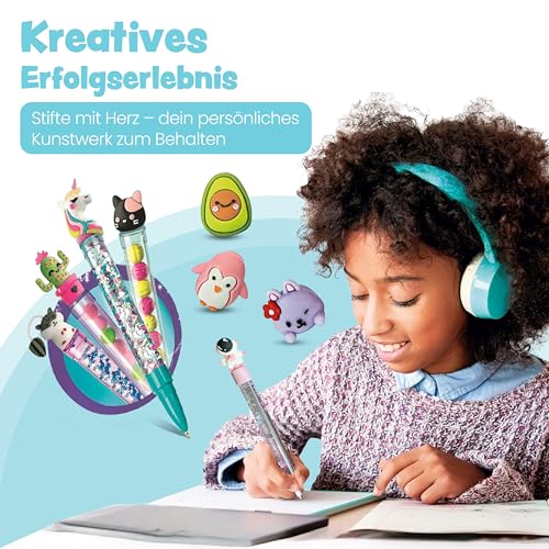 Clementoni Idea Stift-Atelier mit über 50 Accessoires - DIY Stifte-Set mit über 50 Accessoires - Bastelset zum Stifte selber machen, Kreativspielzeug & Geschenk-Set für Kinder ab 6 Jahren, 59415