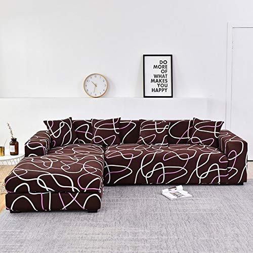 uyeoco Elastic L Shape Sofa Covers Sectional Sofa Covers- Furniture Sofa Slipcover, 1/2/3/4 Seats(L Type Sofa Needs to Buy Two Sofa Covers) (Color : P, Size : 3-Sitzer (190-230 cm))