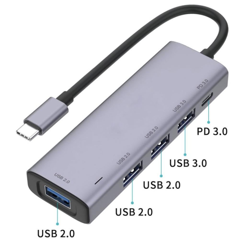 Amazon.com: USB C Hub 5-in-1 Adapter Type-C PD Charger Compatible