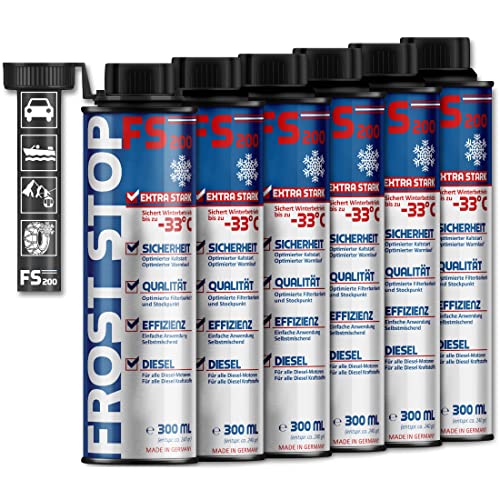 SYPRIN Diesel Froststop Additiv Zusatz für Winter – Dieselzusatz Kraftstoffadditiv Fließverbesserer – Frostschutz und Winterschutz für den Winterbetrieb (6er Pack)