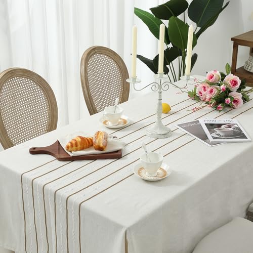 Chassic-60-x-120-inches-Farmhouse-Style-Linen-tablecloths-Boho-8-Foot-Long-Wrinkle-Resistant-Washable-Rectangle-Table-Cloth-for-Dining-Room-Kitchen-Wedding-and-Holiday-Decorative-Cream Chassic 60 x 120 inches Farmhouse Style Linen tablecloths Boho 8 Foot Long Wrinkle Resistant Washable Rectangle Table Cloth for Dining Room Kitchen Wedding and Holiday Decorative Cream