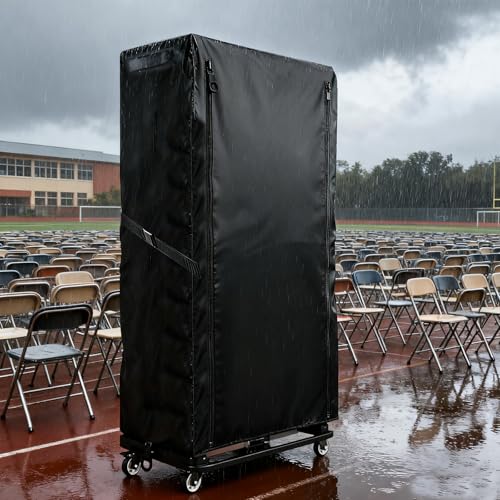 Image of Folding Chair Rack Cover for VEVOR Folding Chair Rack | Waterproof Chair Cart Cover, Dust proof Chairs Storage Dolly Chairs Holder Covers- 46 inch L x 20 inch W x 72 inch H