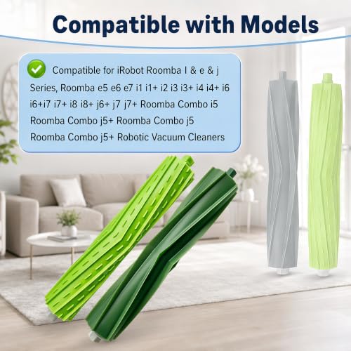 Image of Replacement Rubber Roller Brushes Compatible with iRobot Roomba E & I &J Series e5 e6 e7 i1 i1+ i2 i3 i3+ i4 i4+ i6 i6+i7 i7+ i8 i8+ j6+ j7 j7+, Combo i5 i5+j5 j5+ Vacuum Cleaner